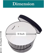 Sarah's Hat Boxes Classic Black/White Stripe Hat Box – 11" x 5.5" (Dia. x Ht.) Handmade in USA – Odorless Non-Toxic Adhesive, Cording Handle – Premium Storage for Hats & Accessories