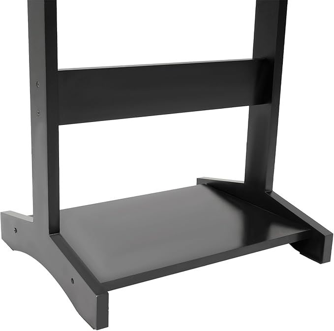Clothes Valet Stand Holder for Men, Wood Suit Valet Stand with Top Tray, Clothing Rack with Shoe Shelf and Suit Trouser Bar for Entrance Hall and Bedroom