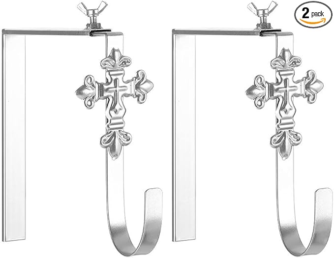 2 Pack Christmas Headstone Wreath Hanger - Adjustable 6-11 Inch - Metal Gravestone Flowers Holder - Cemetery Tombstone Wreath Hook for Christmas Grave Memorial Day