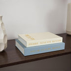 Aesthetic Decorative Books - Set of 2 Linen Fake/Faux Books Enhance Your Bookshelf, Coffee Table, Living Room, Bedside Table or Mantle, Stackable Modern Home Decor, Photo Storage and as a Keepsake Box
