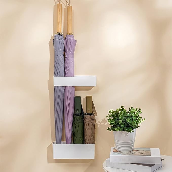 Umbrella Stand Holder Indoor, Wall Mounted No Punching Umbrella Storage Rack, Detachable Japanese Style Umbrella Stand Space Saving for Hotel Hallway Home Office