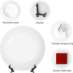 AKAISOEDN Custom Photo Ceramic Decorative Plates with Display Stand Design Personalized Bone China Decorative Plate for Study Office Living Dining Room Foyer, White, 7in