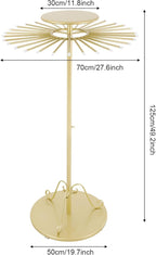 Scarf Display Stand, Commercial Hijab Organizer with 30 Rods, 360°Rotation Scarf Holder Display Rack Organizer for Boutique Retail Store, Apartment, Home Use (Gold, 27.6'')