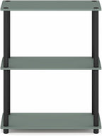 Furinno Turn-N-Tube Storage Shelves, 3-Tier Book Shelf, Corner Shelf, Toolless Open Shelves, for Organization and Storage, Living Room, Garage, Home Office, Sage Green
