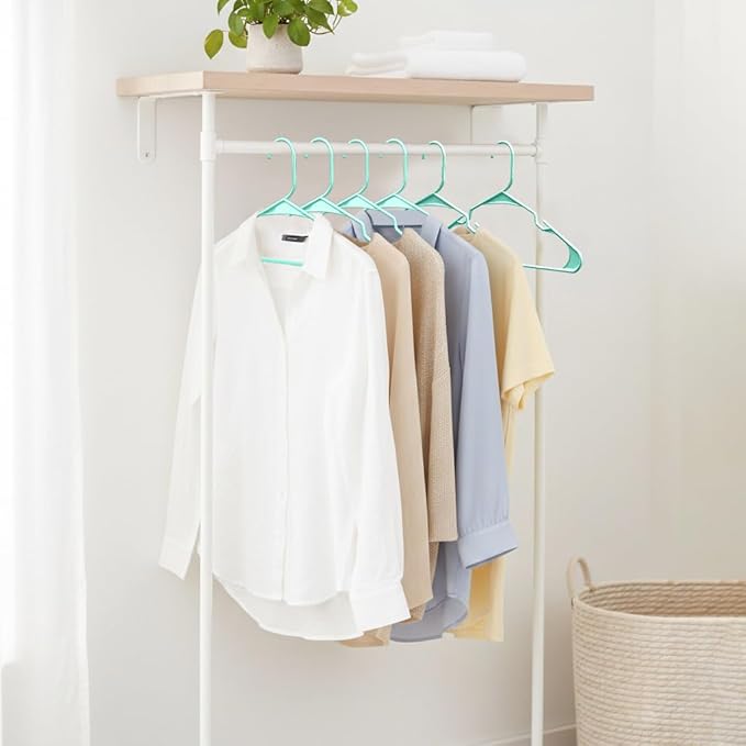 Utopia Home Plastic Hangers 30 Pack - Perfect Space Saving Clothes Hanger - Durable and Strong - Perfect Closet Organizers with Shoulder Grooves (Aqua)