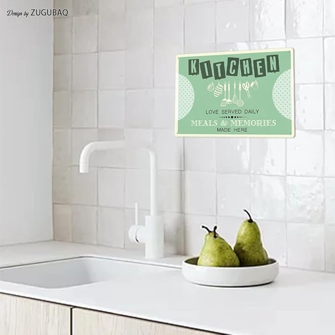 Funny Kitchen Signs Decor-Kitchen Farmhouse Decor-Personalized Kitchen Metal Sign-Retro Kitchen Counter Accessories 12x8 Inch Hanging Plaque Home Wall Decorations