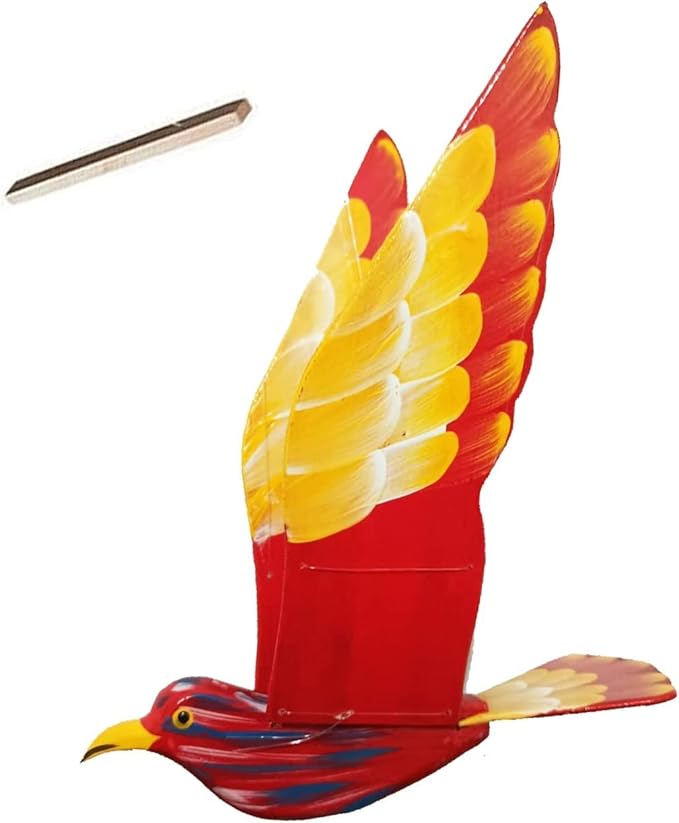 WitnyStore Wooden Bird Mobile 24" Red House Finch Hand Made Painted Wood Flapping Wing Birds Hanging Ceiling Decor Wind Chimes Handcrafted Art Animal Decorative Collectibles Décor Gifts Souvenirs