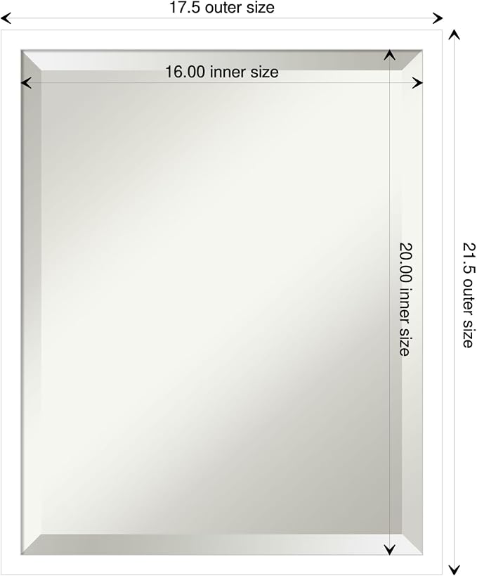 Amanti Art White Wall Mirror 21x17 Svelte White Rectangle Bathroom Mirror for Wall Decor Living Room, Small Modern Wood Frame, Hangs Horizonally and Vertically, Bathroom Decor, Beveled Edge