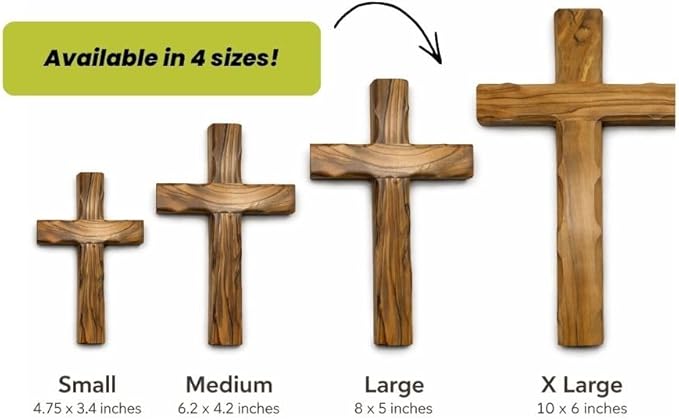 Olive Wood Wall Cross from Bethlehem, Wall Hanging Wooden Crosses for Wall , Confirmation Cross Gift , Baptism Gifts , Holy Wall cross, Religious décor Cross (One Small Cross 4.75" x 3.4")