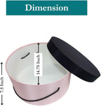 Sarah's Hat Boxes Classic Pink/Black Hat Box – 14.75" x 7.5" (Dia. x Ht.) Handmade in USA – Odorless Non-Toxic Adhesive, Cording Handle – Premium Storage for Hats & Accessories
