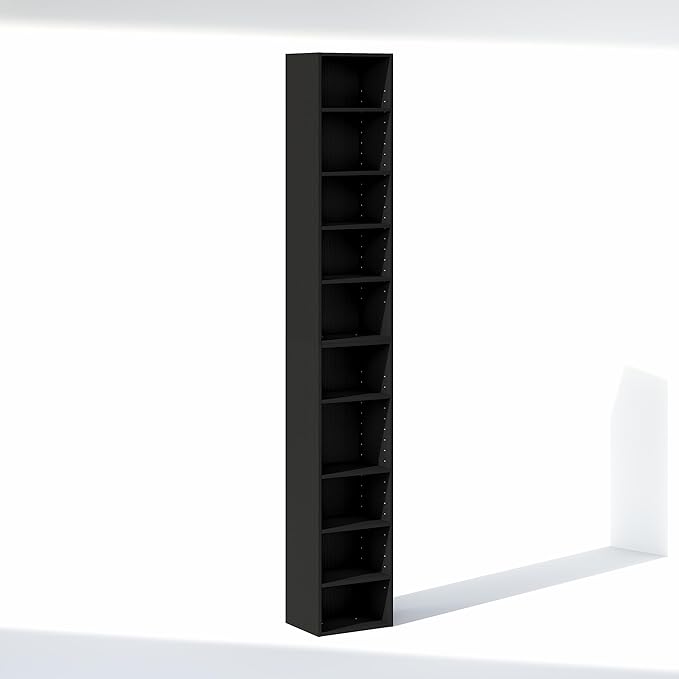Furinno PASIR 10-Tier Closet Organizers and Storage, Open Shelf, Storage Organizer, 12-Inch Width, for Closet, Bedroom, Blackwood