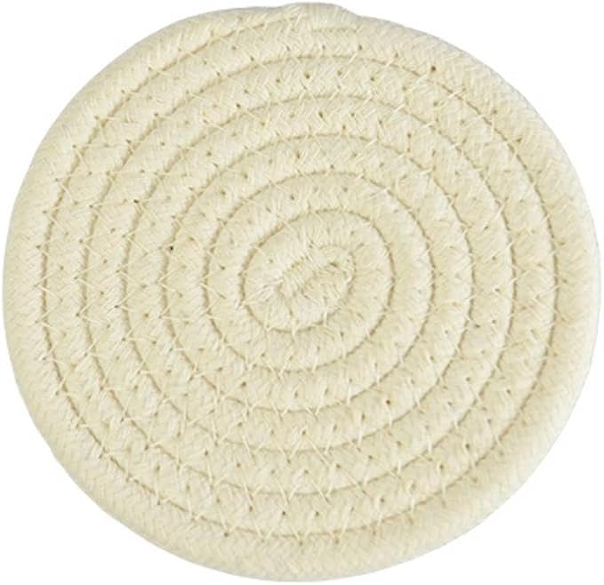 ABenkle 8 Pcs Drink Coasters with Holder, Cotton Woven Absorbent Coasters for Drinks, Minimalist Home Decor Coaster Set for Wooden Tabletop Protection Table, 4.3 inches