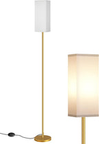 Floor Lamp, Pole with Foot Switch, Modern Standing Lamp Lampshade, Minimalist Freestanding Lamp (Bulb Not Included), for Living Room, Bedroom Office ETL Listed Gold and White DCW07LD05