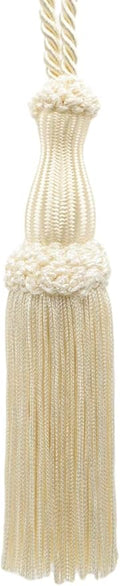 DÉCOPRO Beautiful Ivory Decorative Chainette Key Tassel 5 inch Tassel Length 5 Inch Loop Color: Ecru - A2