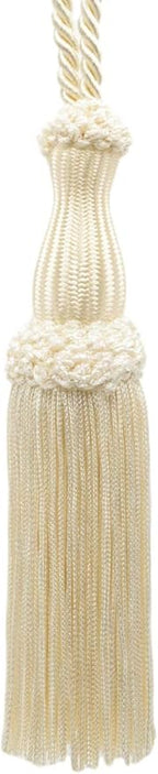 DÉCOPRO Beautiful Ivory Decorative Chainette Key Tassel 5 inch Tassel Length 5 Inch Loop Color: Ecru - A2
