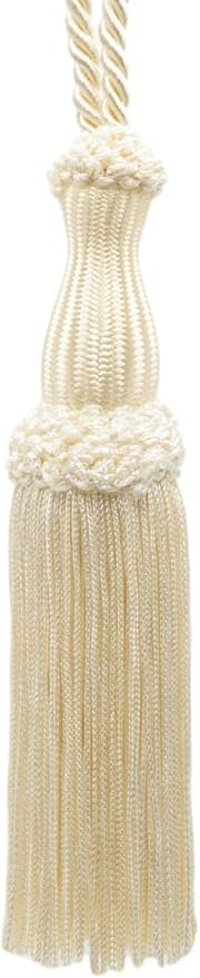 DÉCOPRO Decorative Silky 5" (12.5cm) Key Tassel 5" (12.5cm) Loop (Style# SKT) Cream Ivory #A2 (Ivory/Cream) Set of 2