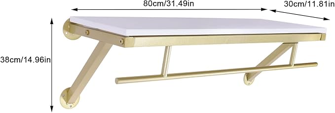 Shelf with Hanging Rod, Gold Closet Rod, Gold Closet Shelf with Hanging Rod, Clothes Rack with Top Shelves, Loads up to 88 lb, for Home, Clothing Store