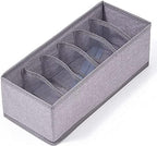 Qozary 6 Pack Sock Underwear Drawer Organizer Dividers, Collapsible Cabinet Closet Storage Boxes for Clothes, Socks, Lingerie, Underwear, Tie, Belt, Baby, Bedroom