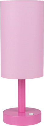 LALISU Small Table Lamp Nightstand Lamp Linen Lampshade Bedroom Wood Base Small Bedside Lamp for Night Stands, Desk Lamps for Reading Living Room, Office (LED Bulb Included) (Pink)