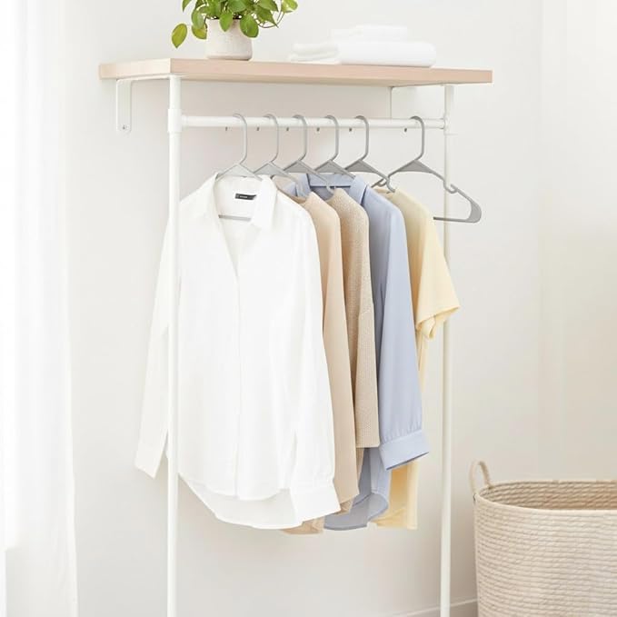 Utopia Home Plastic Hangers 50 Pack - Perfect Space Saving Clothes Hanger - Durable and Strong - Perfect Closet Organizers with Shoulder Grooves (Grey)