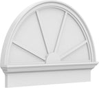 34"W x 23-3/4"H x 2-3/4"P Half Round 4 Spoke Architectural Grade PVC Combination Pediment
