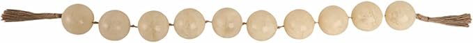 Rustic Swirled Resin Bead Garland for Home Decor and Bathroom - Sculpted Neutral Styling for Office, Room and Living Room - Oversized Display for Shelf and Coffee Table Layering Accent - 3", White