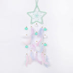 Pretty Jolly Green Star Kids Dream Catcher Wall Decor Pompom Feather Baby Dreamcatcher Handmade Children Dream Catcher Home Décor Wall Hanging for Nursery Bedroom Boys Girls Birthday Gift-25.6in