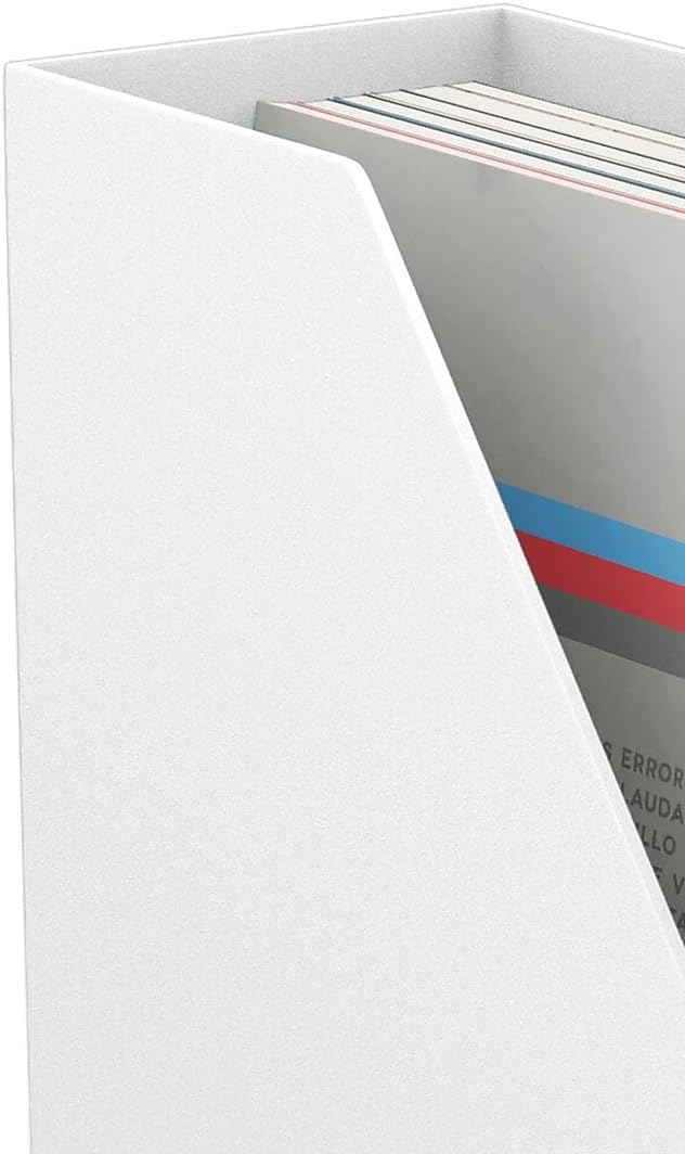 TRU RED Plastic Magazine File, White – Vertical Desktop Organizer for Magazines, Folders & Office Documents