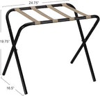 Household Essentials 2126-1 Folding Luggage Rack | Black Frame with Khaki Straps