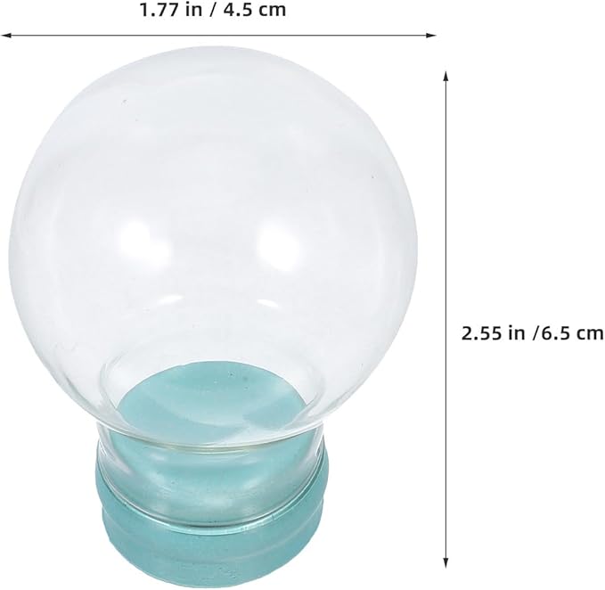 2pcs DIY Snow Globe: Clear Glass Christmas Snow Globe Rubber Base Empty Fillable Water Bubbles Jar for Christmas Decoration 45mm