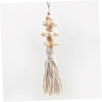 Pastoral Wooden Beads String with Shells and Tassels Creative Boho Decor for Home Beach Inspired Rustic Touch Versatile Hanging Garland for Walls Windows