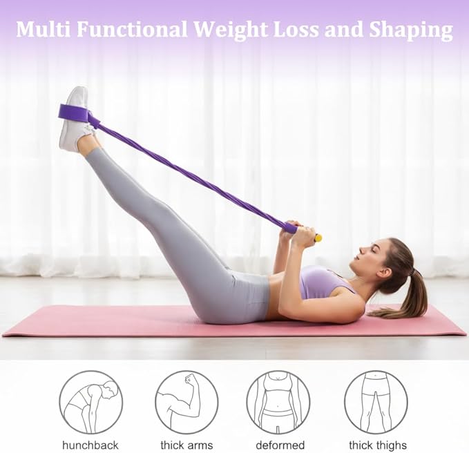 Resistance Bands with Handles, 6-Tube Foot Pedal, Natural Rubber Ankle Puller for Sit-ups & Full Body, Portable Home Gym Strength for Legs, Arms & Core – Fitness Bands for Women, Stretching & Toning