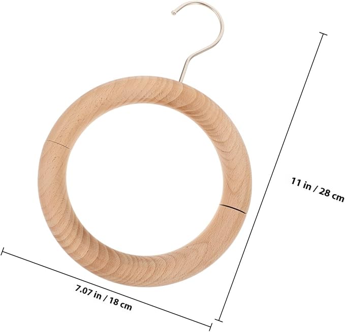 Magnetic Scarf Hanger Ring with Wood Grain Finish, 18cm Clothes Storage Organizer for Scarves, Ties, Belts – Multifunctional Closet Accessory for Women’s Wardrobe