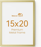 15x20 Aluminum Metal Picture Frame,Tempered Glass Gold Photo Frame 15x20 for Family Photo,Posters,Art,Document to Wall Mount Horizontally or Vertically