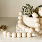 Farmhouse Decor Large Wood Bead Garland 50inch long with 1.6" Diameter beads, Natural Wooden Beads Decor with Tassels Decorative Boho Country Decoration for Coffee Table Home Tiered Tray Wall Hanging