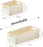 Foldable Storage Bins, 2 Pack Plastic Expandable Boxes for Organizing, Adjustable from 11-18.8" Drawer Organizers Separators Dividers for Bedroom Kitchen Utensils Tools Closet, Large