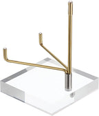 Hipiwe Clear Acrylic Display Stand Holder with Adjustable Metal Arms Display Easel Stands for Gemstones Fossils Minerals Agate Slabs Plates Crystals Saucers Collectibles, 3.1x3.1x4.5 inch