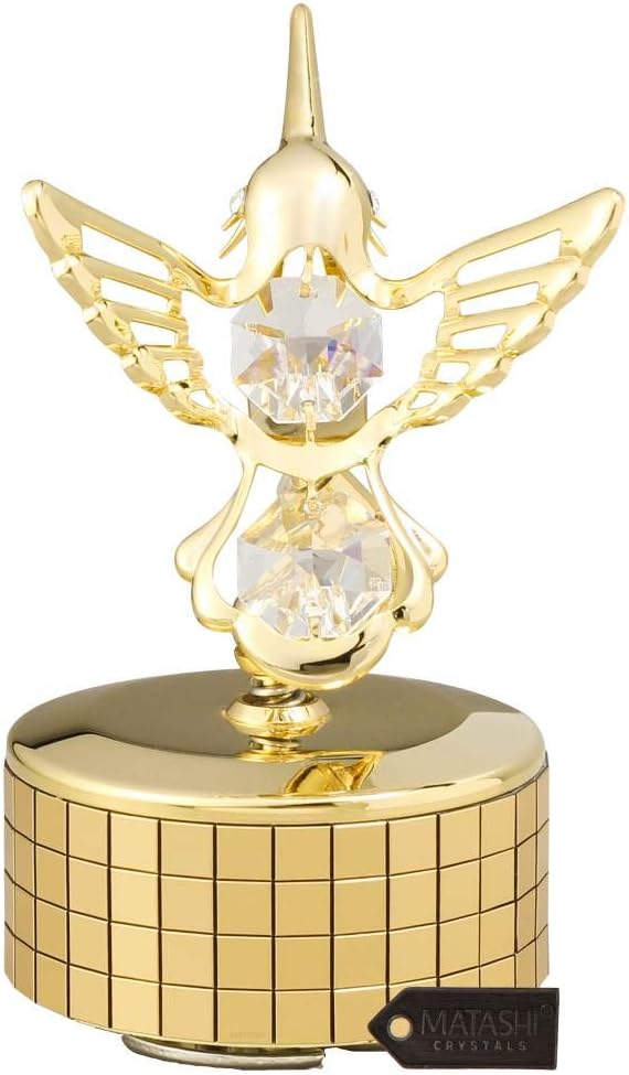 Matashi Valentine's Day Gift for Women - Swan Lake Wind-Up Music Box with 24K Gold Plated Crystal Studded Piano Figurine - Tabletop Showpiece for Home, Office, Living Room for Her