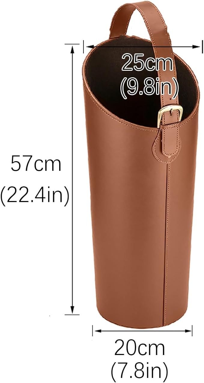 Indoor Entryway leather Umbrella bucket，Large Capacity Umbrella Storage stand，tall umbrella holder,For Hotel,Offices,home,Commercial(Black+brown)