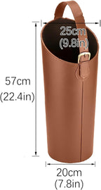 Indoor Entryway leather Umbrella bucket，Large Capacity Umbrella Storage stand，tall umbrella holder,For Hotel,Offices,home,Commercial(Black+brown)