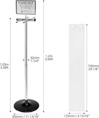 QWORK Umbrella Bag Dispenser Stand, Stainless Steel Dual-Side Holder, 8x11 Sign Frame, 6 lb Freestanding Black Base, Includes 200 Long Umbrella Bags for Lobby Entryway