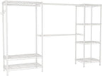 Heavy Duty Garment Rack Clothes Rack,Large Metal Closet Organizer System Storage Wardrobe,Freestanding Clothing Rack with 9 Adjustable Wire Shelves&3 Hang Rods,MaxLoad 1500lbs White