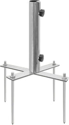 Beach Umbrella Stand Holders Heavy Duty Outdoor Base Umbrella Parasol Base Metal Grass with 4 Forks Spikes (Fit 1.1in-1.5in Pole,Galvanize) for Beach,Sand,Yard,Lawn
