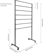 Scarf Organizer Stand, 7-Tier Freestanding Scarf Display Rack with Wheels, Metal Scarf Holder Belt Pants Hanger for Commercial Clothing Retail Store Home, 31.5" x 15.7" x 59"(Black)