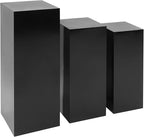 3Pcs Square Display Pedestal Stands Set for Party, Metal Display Stand Plinth Pillars, Cake Stands Pillars for Wedding Birthday Art Decor Risers, 11.8*31.5" (L), 11.02*25.6" (M), 10.24*23.6" (S)