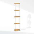 Furinno Turn-N-Tube Storage Shelves, 5-Tier Book Shelf, Corner Shelf, Toolless Open Shelves, for Organization and Storage, Living Room, Home Office, Hallway, Bedroom, Beech