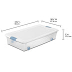 Sterilite 4-Pack 56 Quart Wheeled Latching Box, Underbed Clear Plastic Storage Organizer - Under Bed Rolling Container Bin with Lid and Wheels for Home or Dorm Bedrooms and Closets