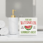 Farmhouse Summer Watermelon Wooden Box Sign Rustic Country Watermelons Box Sign Wood Sign Decor Summer Square Wood Sign Home Kitchen Desk Tabletop Shelf Decor 5 x 5