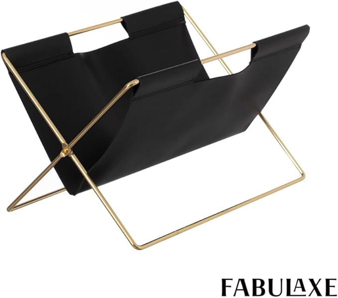 Fabulaxe 9-In Foldable Magazine Rack, Book Basket, Farmhouse Letter Organizer, File Holder ? for Living Rooms and Home Offices - Ideal as Office Desk Accessories, Desk Organizer and Newspaper holder