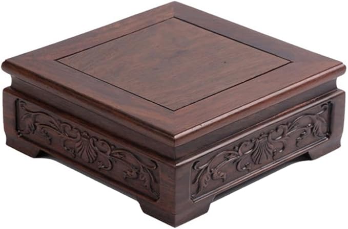 GOLDY&WENDY Chinese Solid Wood Display Stand Square Rosewood Indoor Home Deocr Pedestal Base for Vase Teapot Fishbowl